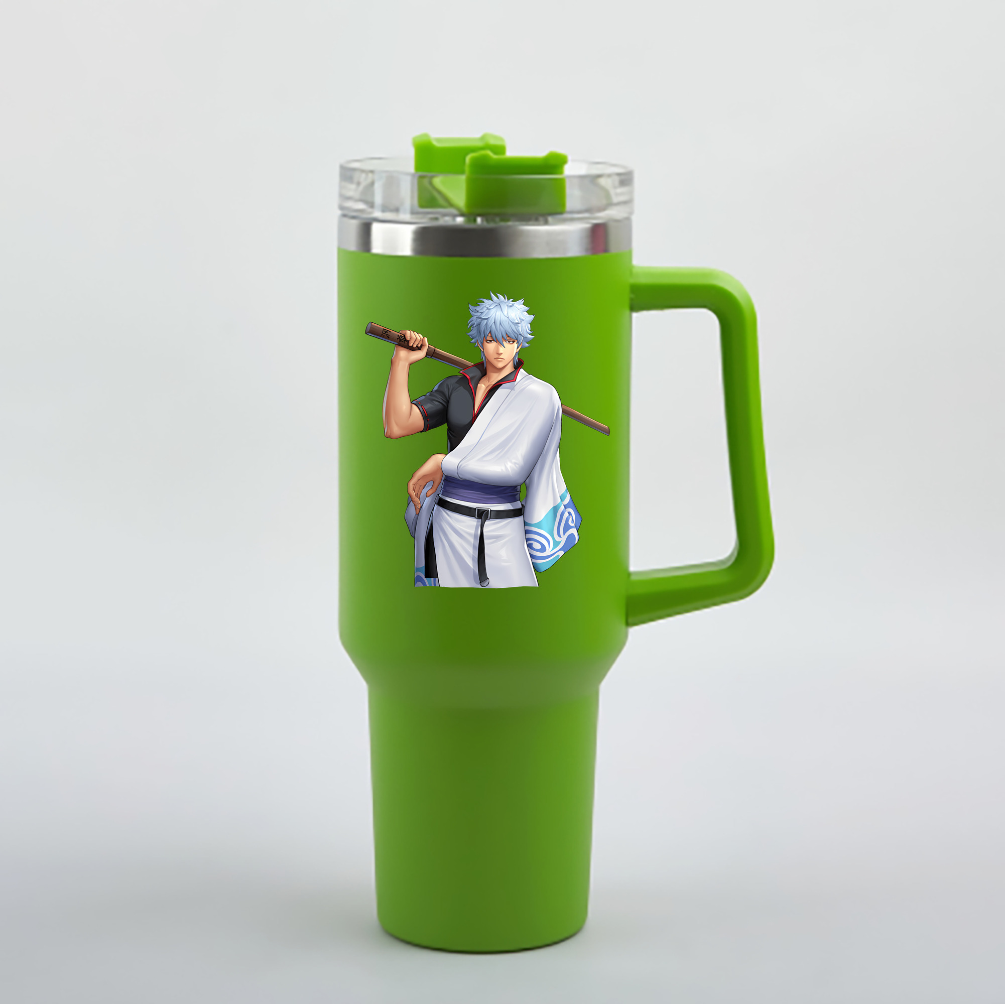 （画像用） ぎんたま 坂田銀時（さかたぎんとき） 神楽 志村新八（しむら しんぱち） GINTAMA Sakata Gintoki Kagura Shimura Shinpachi 1200mL車用タンブラー - クリスタルステッカー（プラスチックストロー付き）